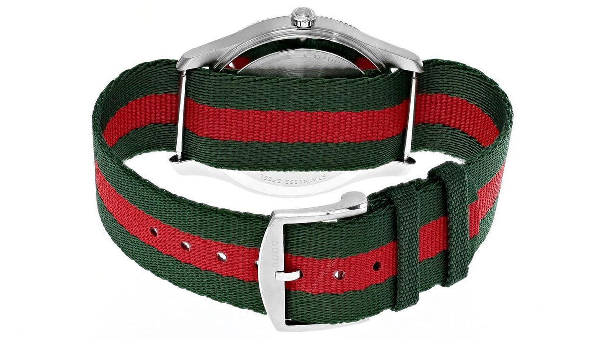GUCCI G-Timeless cuarzo 38 mm esfera plateada nailon correa Reloj para hombre — imagen 4