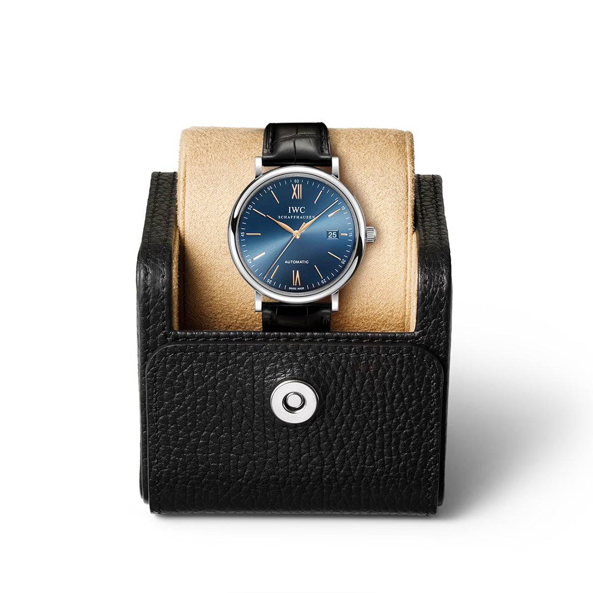 Portofino 40 mm, esfera azul y oro rosa, correa de cuero, reloj para hombre — imagen 5