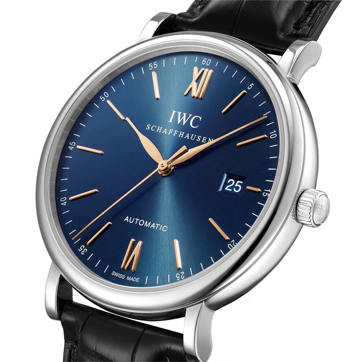 Portofino 40 mm, esfera azul y oro rosa, correa de cuero, reloj para hombre — imagen 3