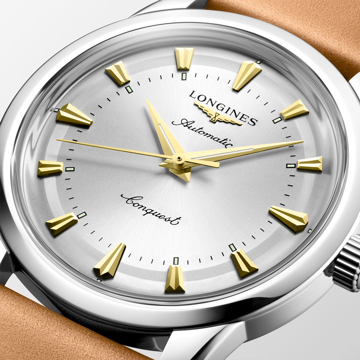 Conquest Heritage 40 mm esfera opalina color marfil automático correa Reloj — imagen 5