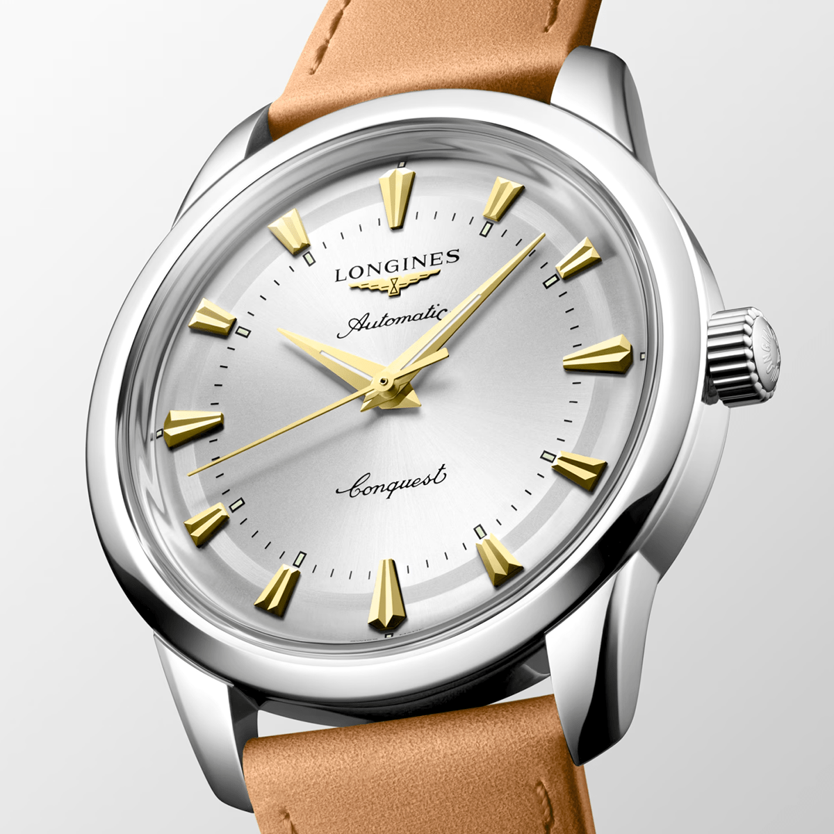 Conquest Heritage 40 mm esfera opalina color marfil automático correa Reloj — imagen 4