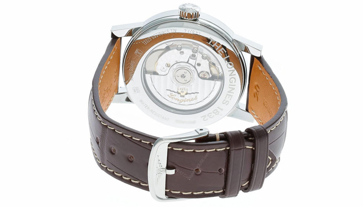 LONGINES 1832 automático 40 mm esfera beige cuero Reloj para hombre — imagen 4