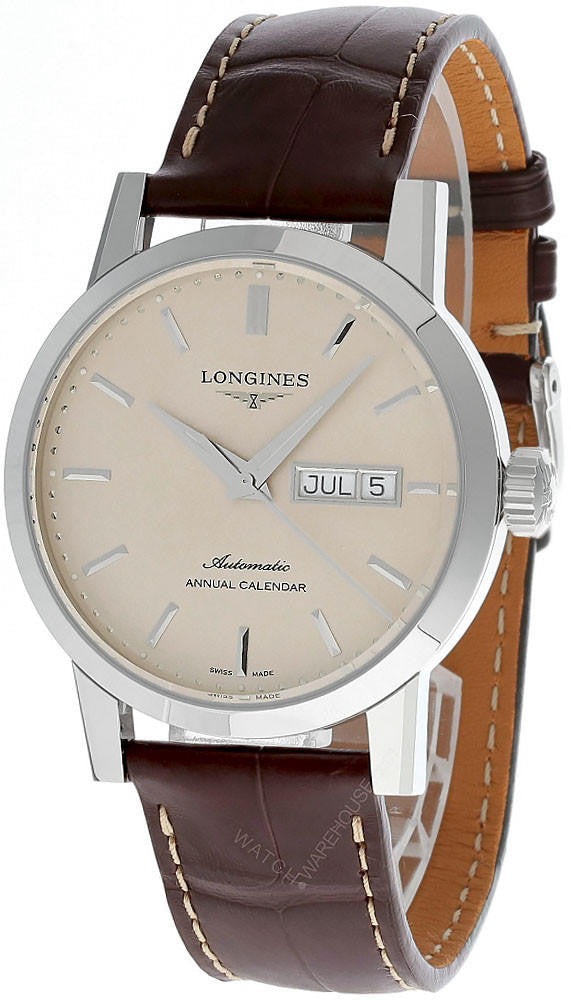 LONGINES 1832 automático 40 mm esfera beige cuero Reloj para hombre — imagen 2