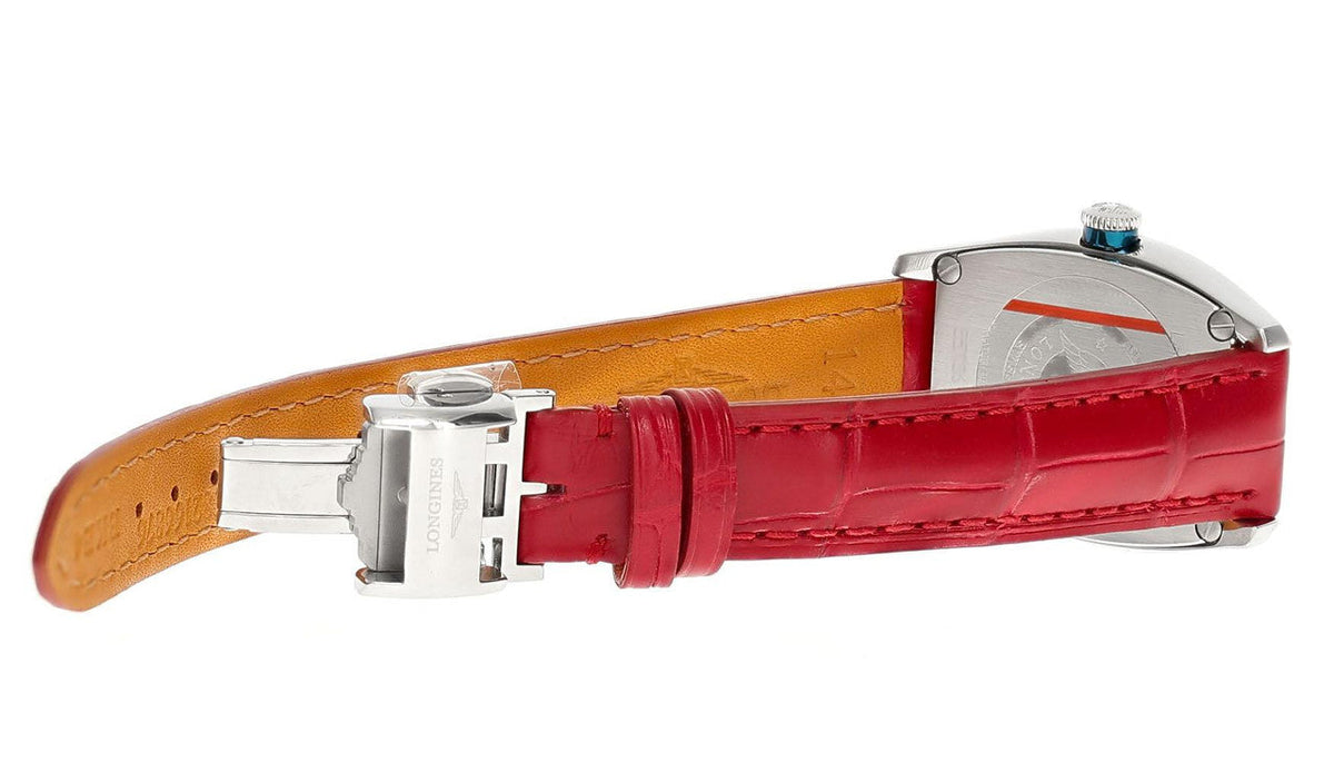 LONGINES Evidenza automático 30 mm esfera roja cuero Reloj para mujer — imagen 4