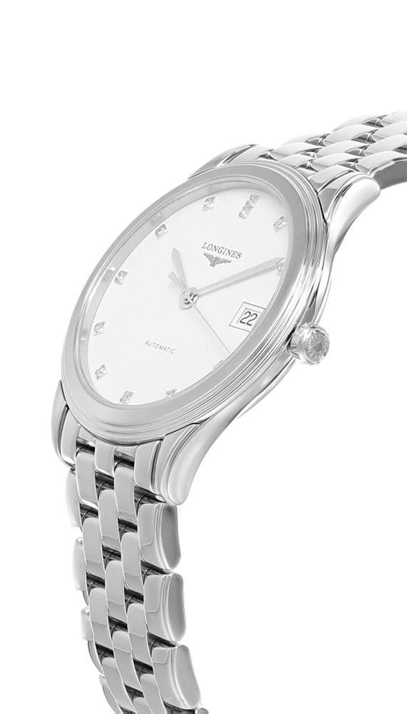 LONGINES Flagship automático acero inoxidable 35 mm esfera blanca con diamantes Reloj para mujer — imagen 3