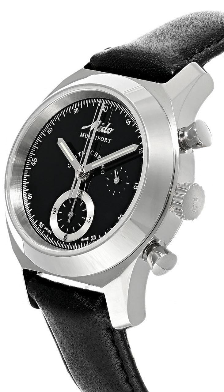MIDO Multifort Centerchrono automático 39.5 mm Black cuero Reloj para hombre — imagen 3