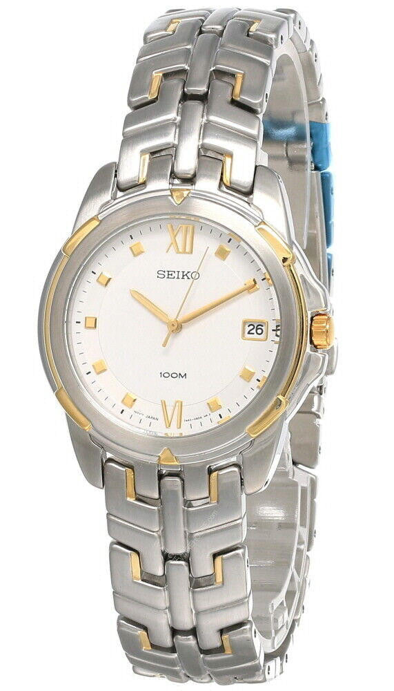 Seiko esfera blanca bicolor acero inoxidable Reloj para hombre — imagen 2