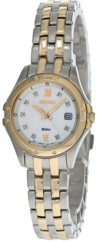 SEIKO 27 mm esfera blanca de nácar acero inoxidable Reloj para mujer — imagen 2