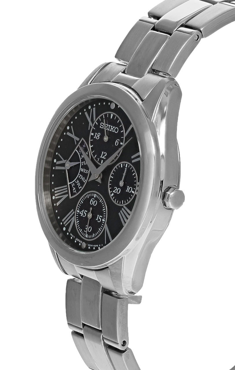 SEIKO cuarzo 35 mm esfera negra acero inoxidable Reloj para mujer — imagen 3