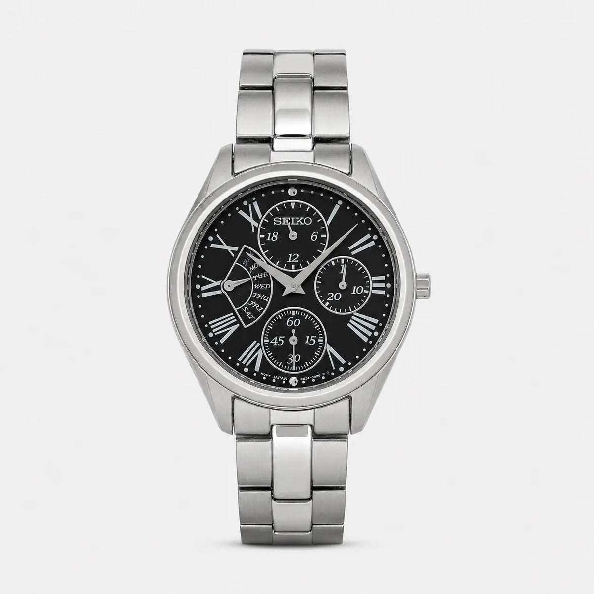 SEIKO cuarzo 35 mm esfera negra acero inoxidable Reloj para mujer — imagen 1