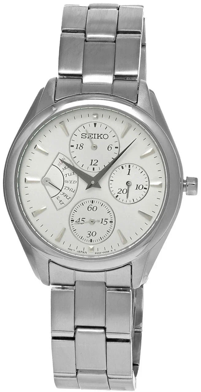 SEIKO cuarzo 35 mm esfera blanca acero inoxidable Reloj para mujer — imagen 2